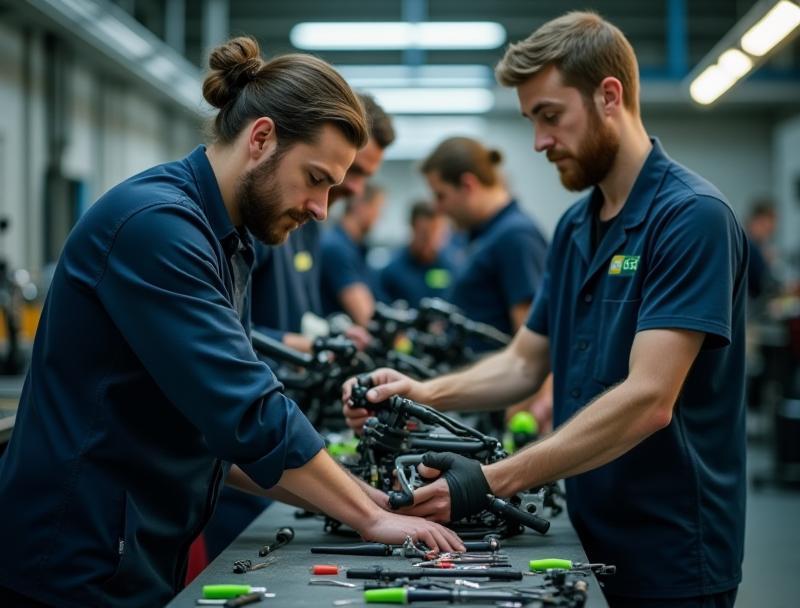 Ons team aan het werk in de e-bike werkplaats